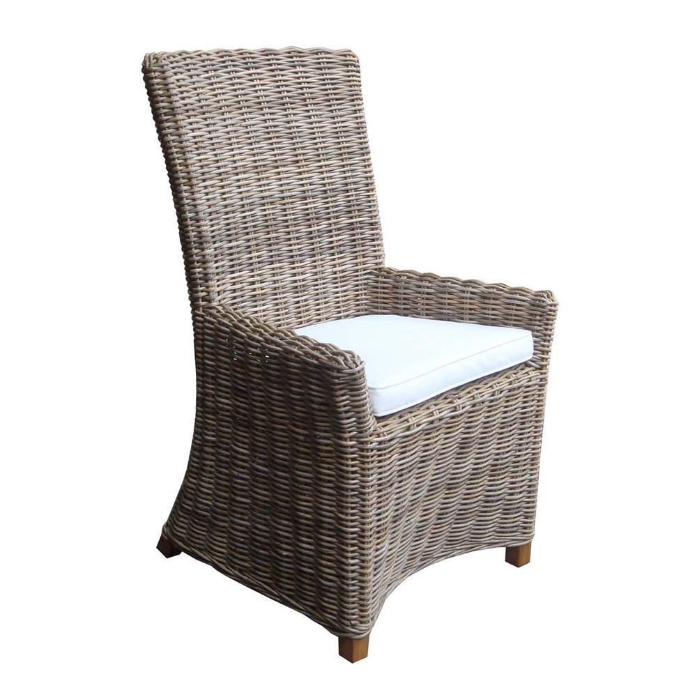 Padma's Plantation Nico Arm Chair Kubu-With White Cushion
