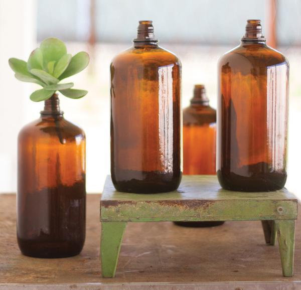 Kalalou Antique Glass Brown Bottle
