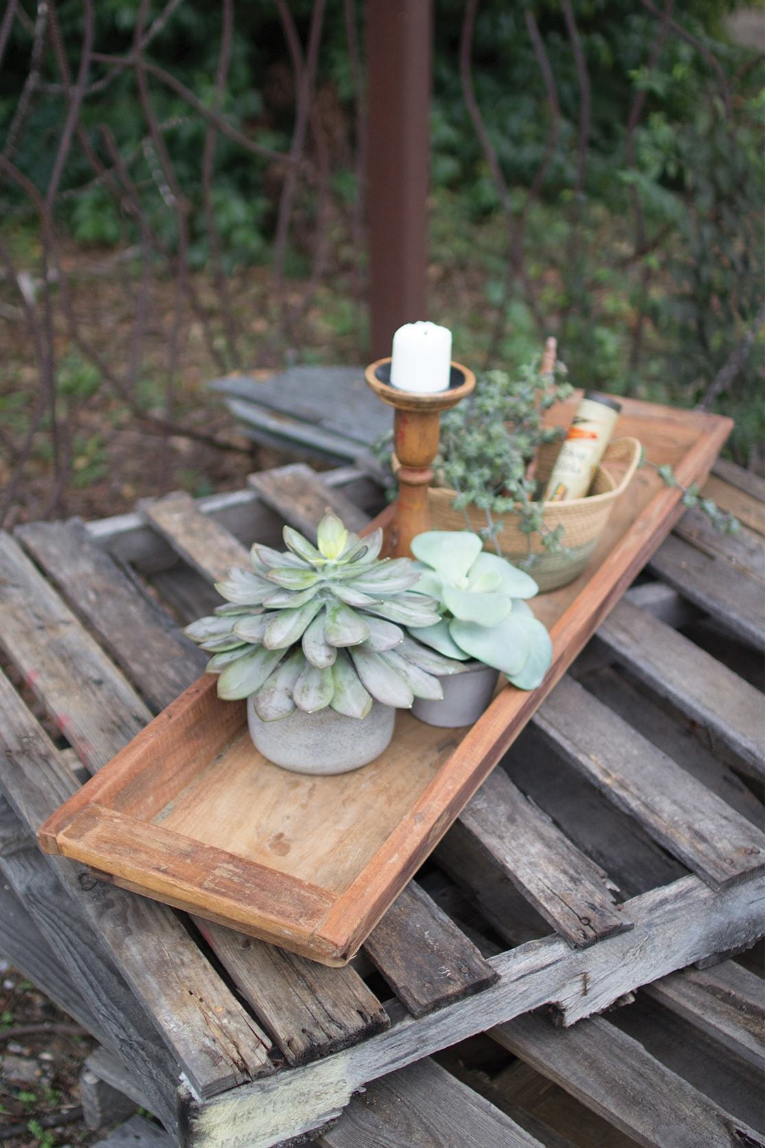 Kalalou Reclaimed Wooden Rectangle Tray
