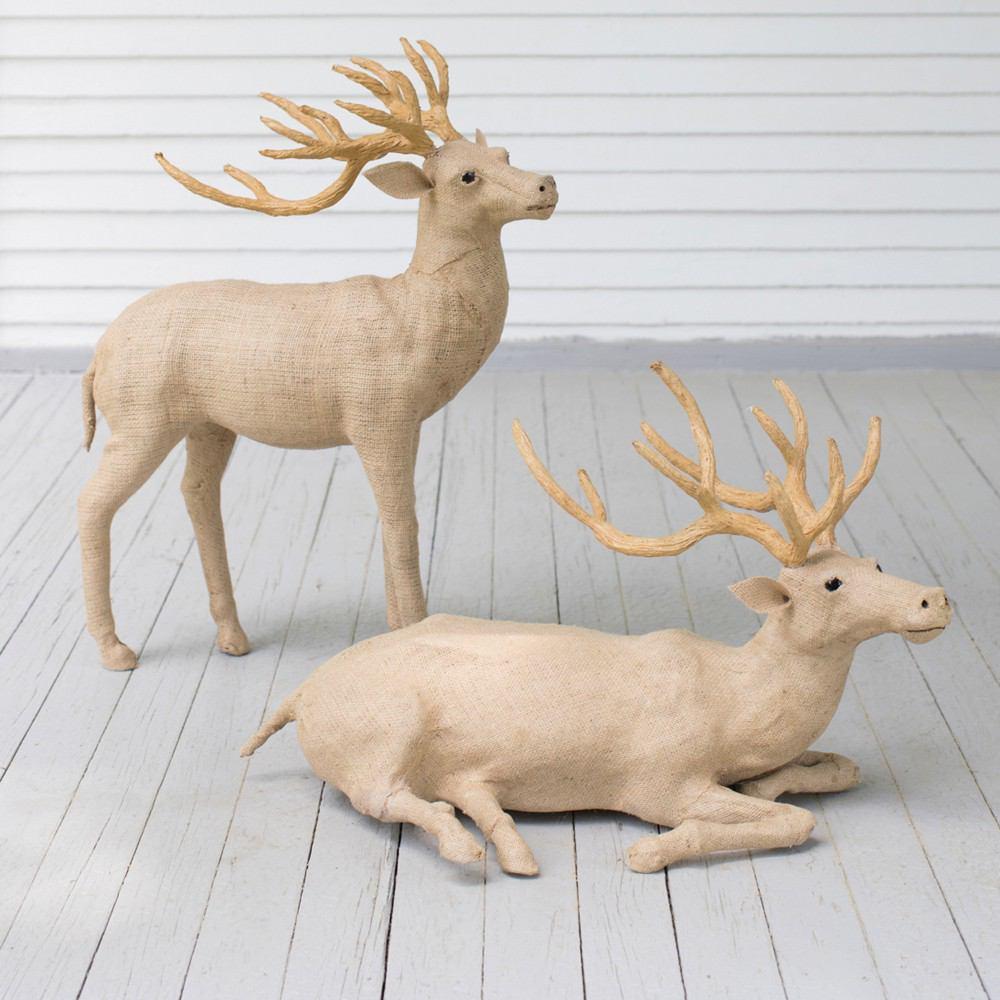 Kalalou Burlap Stag - Set of 2