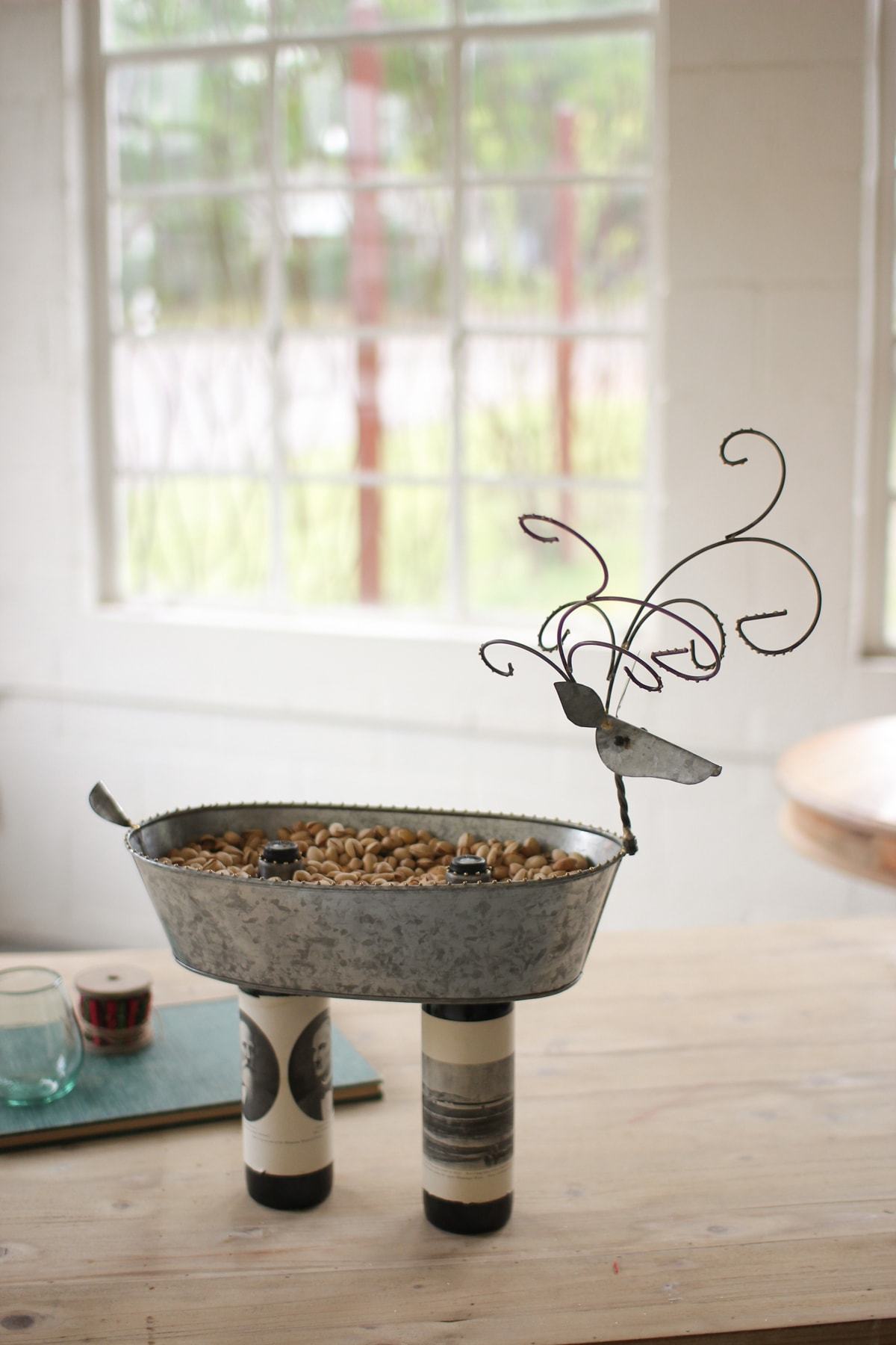 Kalalou Galvanized Deer Double Wine Topper