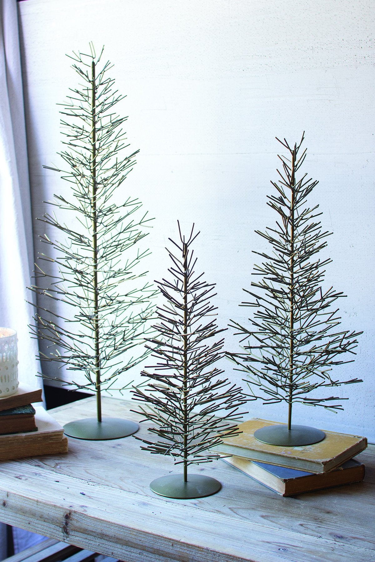 Kalalou Wire Trees - Antique Brass - Set Of 3