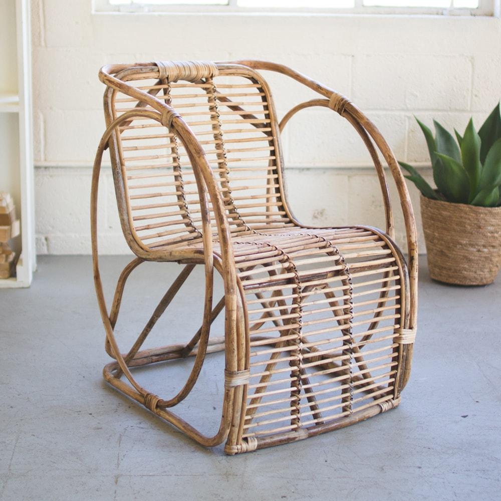 Kalalou Bamboo Chair With Circle Sides