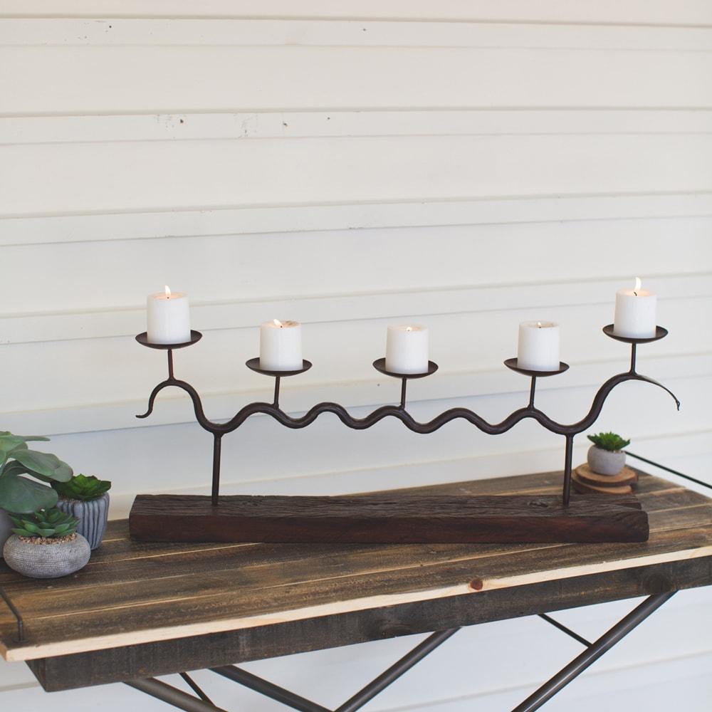 Kalalou Hand Forged Snake Candelabra