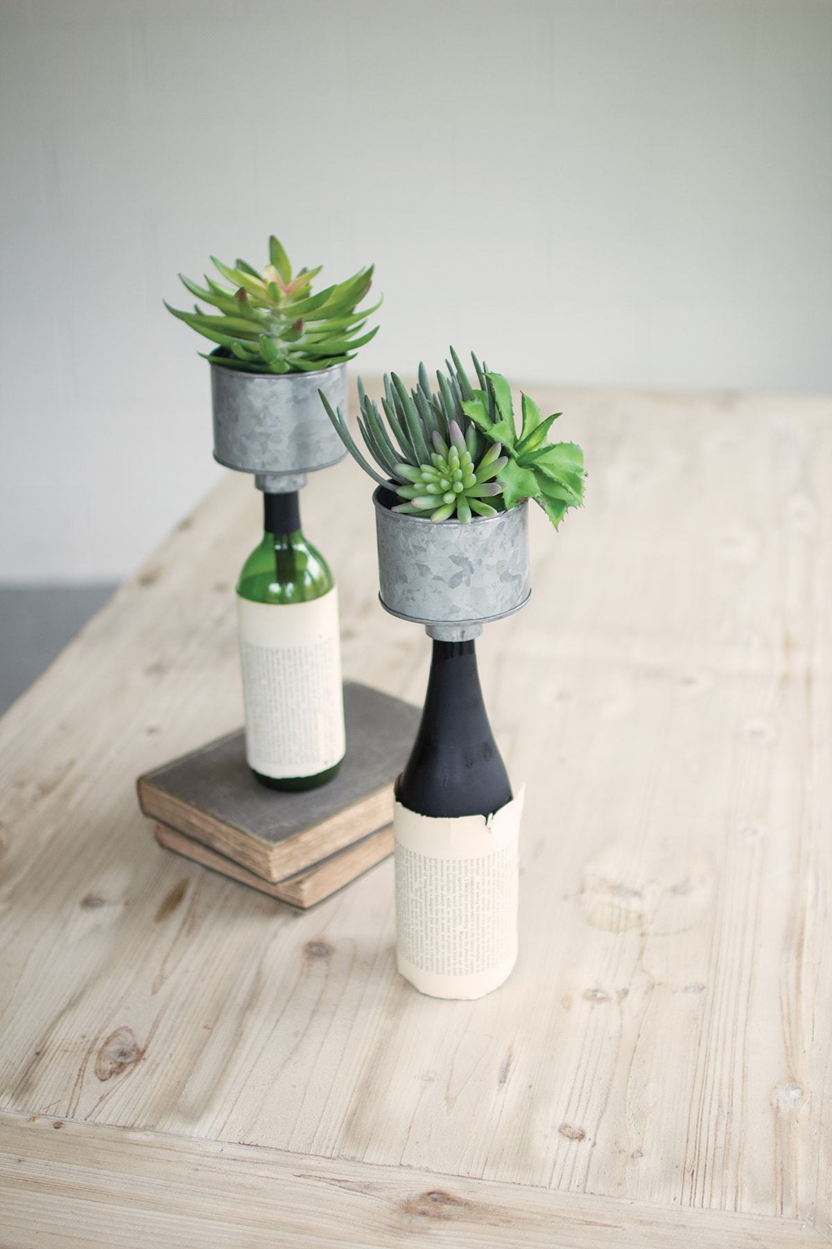 Kalalou Metal Bottle Topper Planter - Set of 4