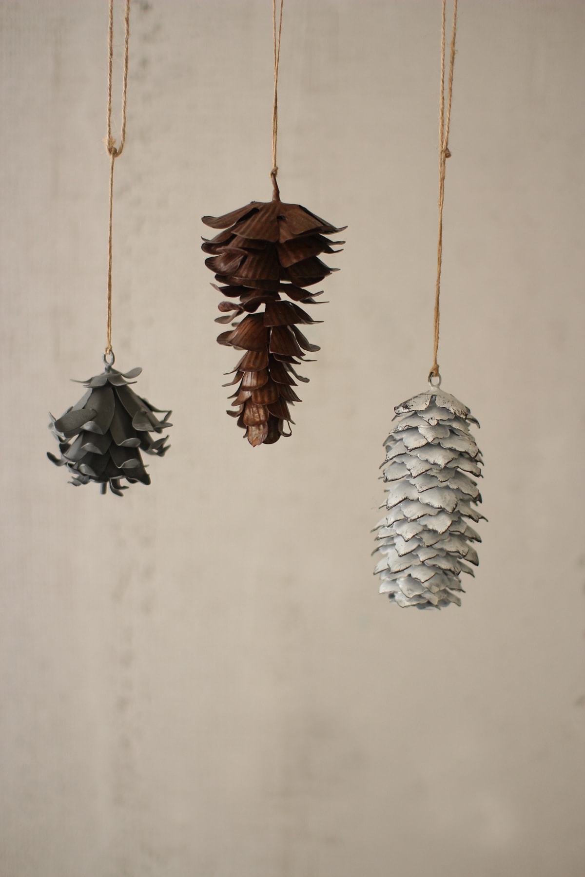 Kalalou Set Of 3 Metal Pinecone Christmas Ornaments