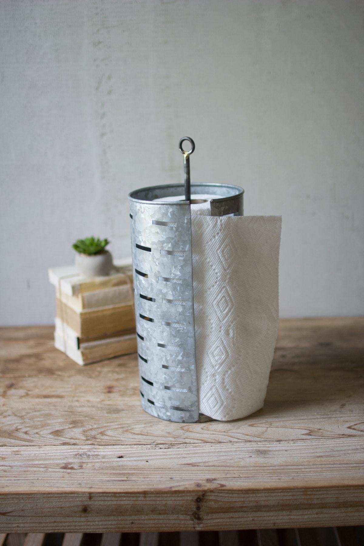 kalalou Perforated Galvanized Metal Paper Towel Holder