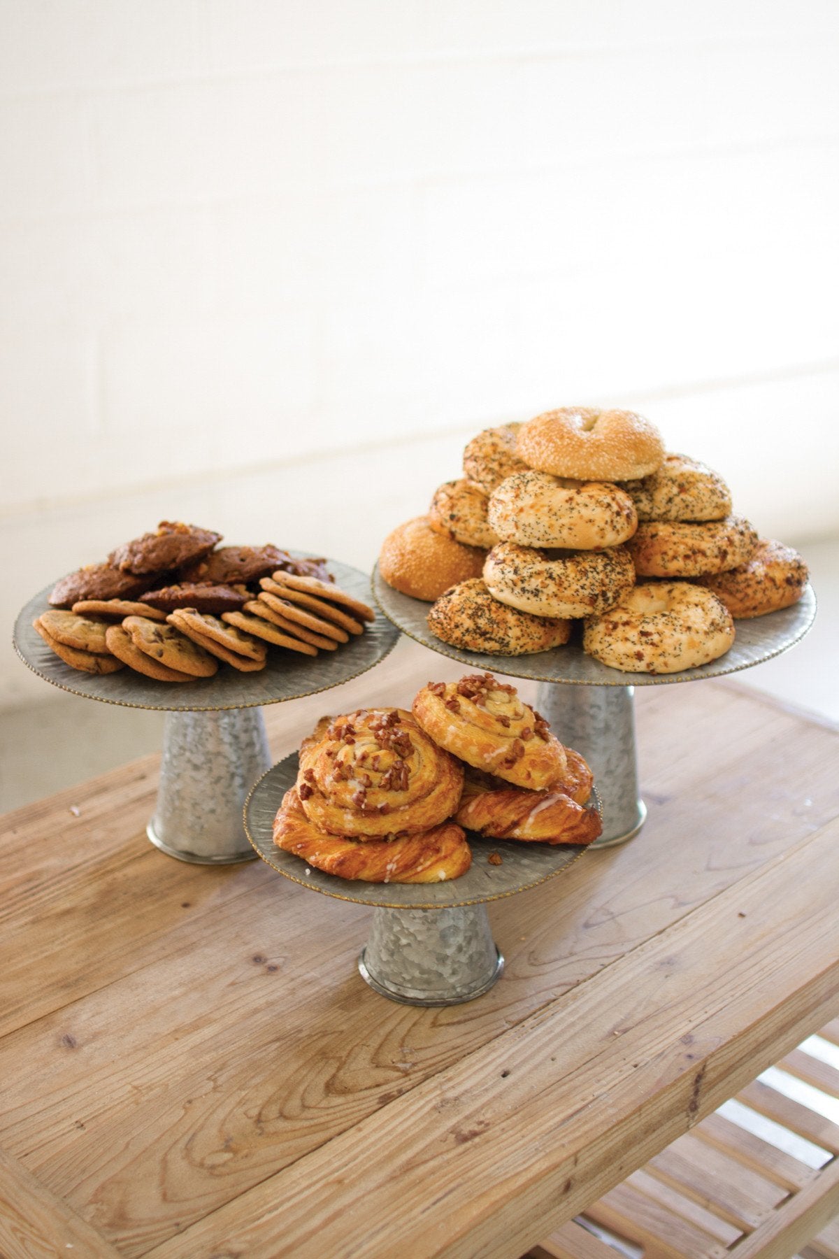 Kalalou Metal Display Stands With Brass Dot Detail - Set Of 3