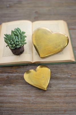 Kalalou Cast Aluminum Heart Boxes - Set Of 2