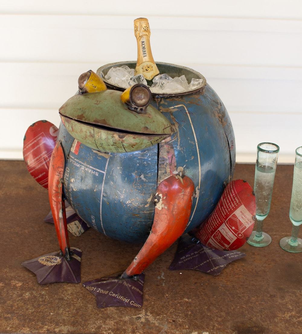 Kalalou Recycled Metal Frog Cooler/Planter