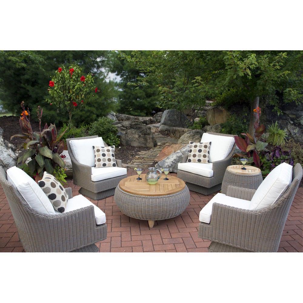 Padma's Plantation Outdoor Paradise Ottoman With Wood Top