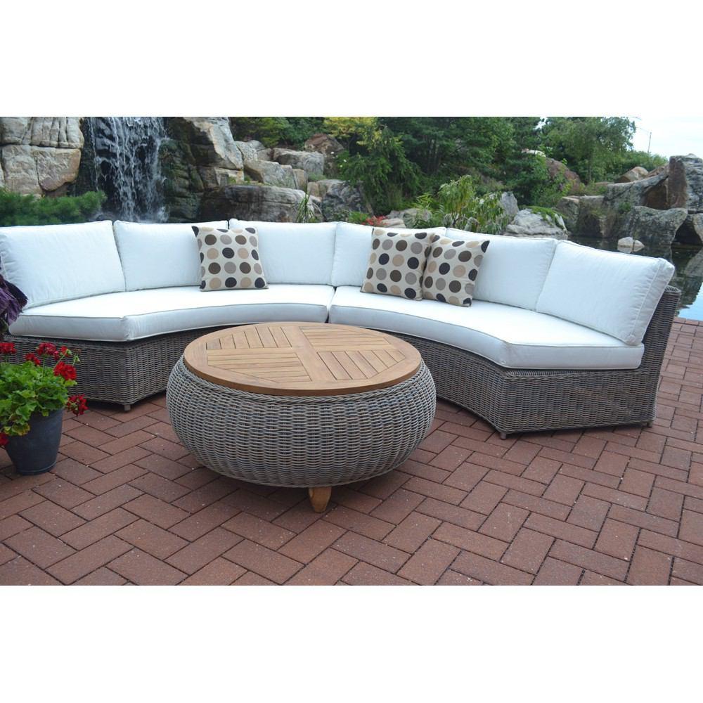 Padma's Plantation Outdoor Paradise Ottoman With Wood Top