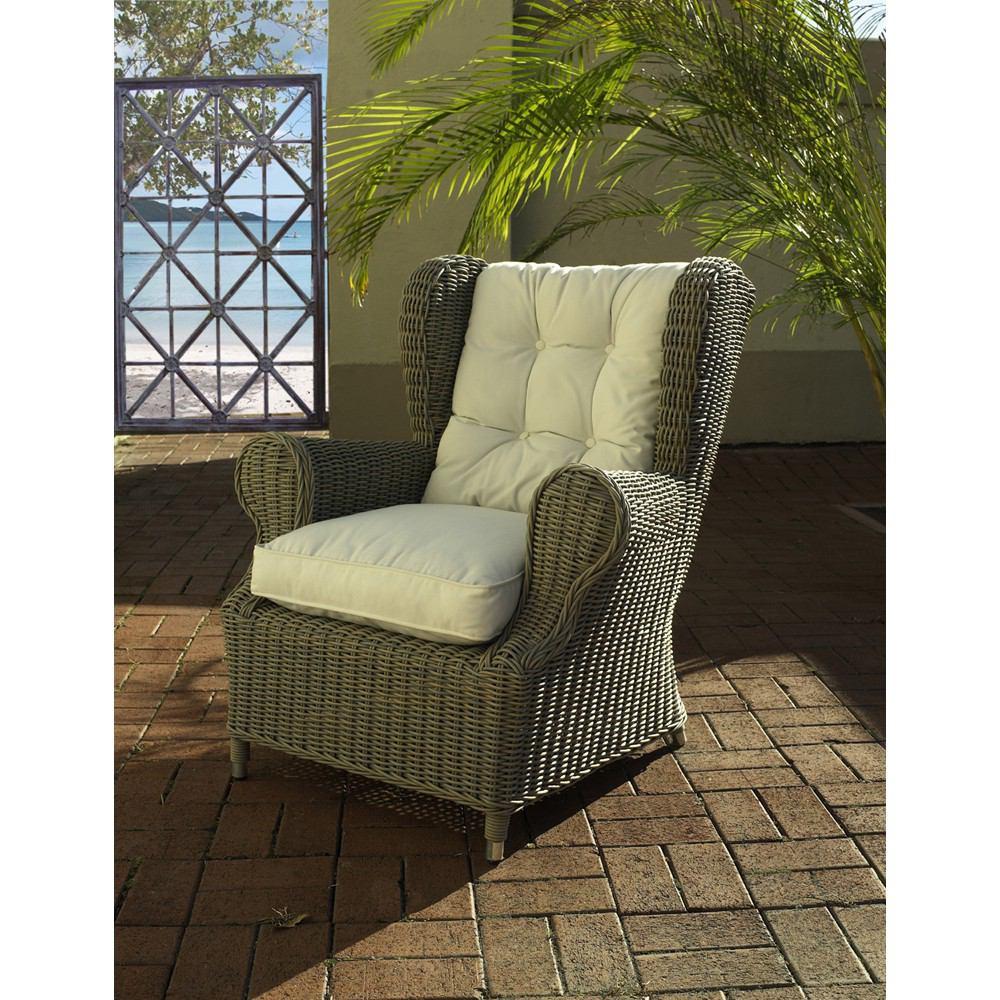 Padma's Plantation Outdoor Wing Chair- Kubu-With White Outdoor Cushion
