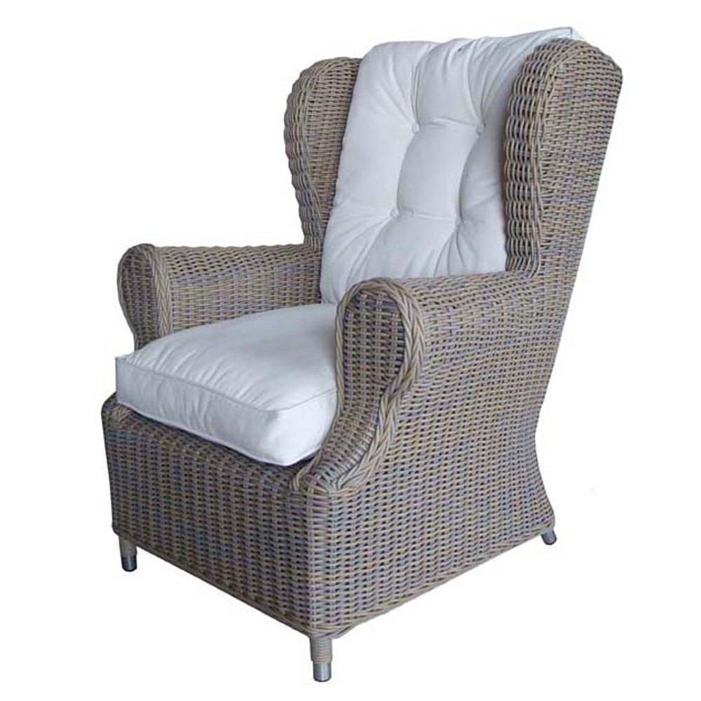 Padma's Plantation Outdoor Wing Chair- Kubu-With White Outdoor Cushion