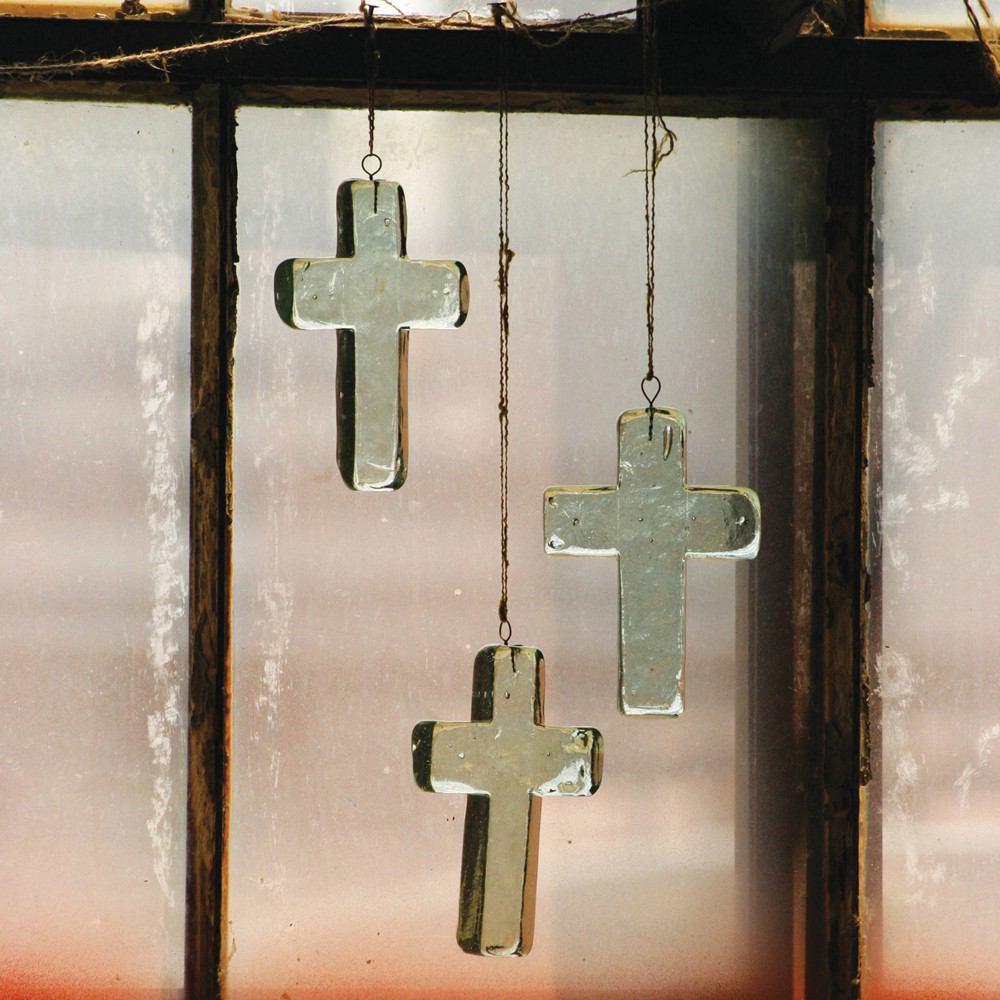 Kalalou Glass Cross Suncatcher - Set Of 2