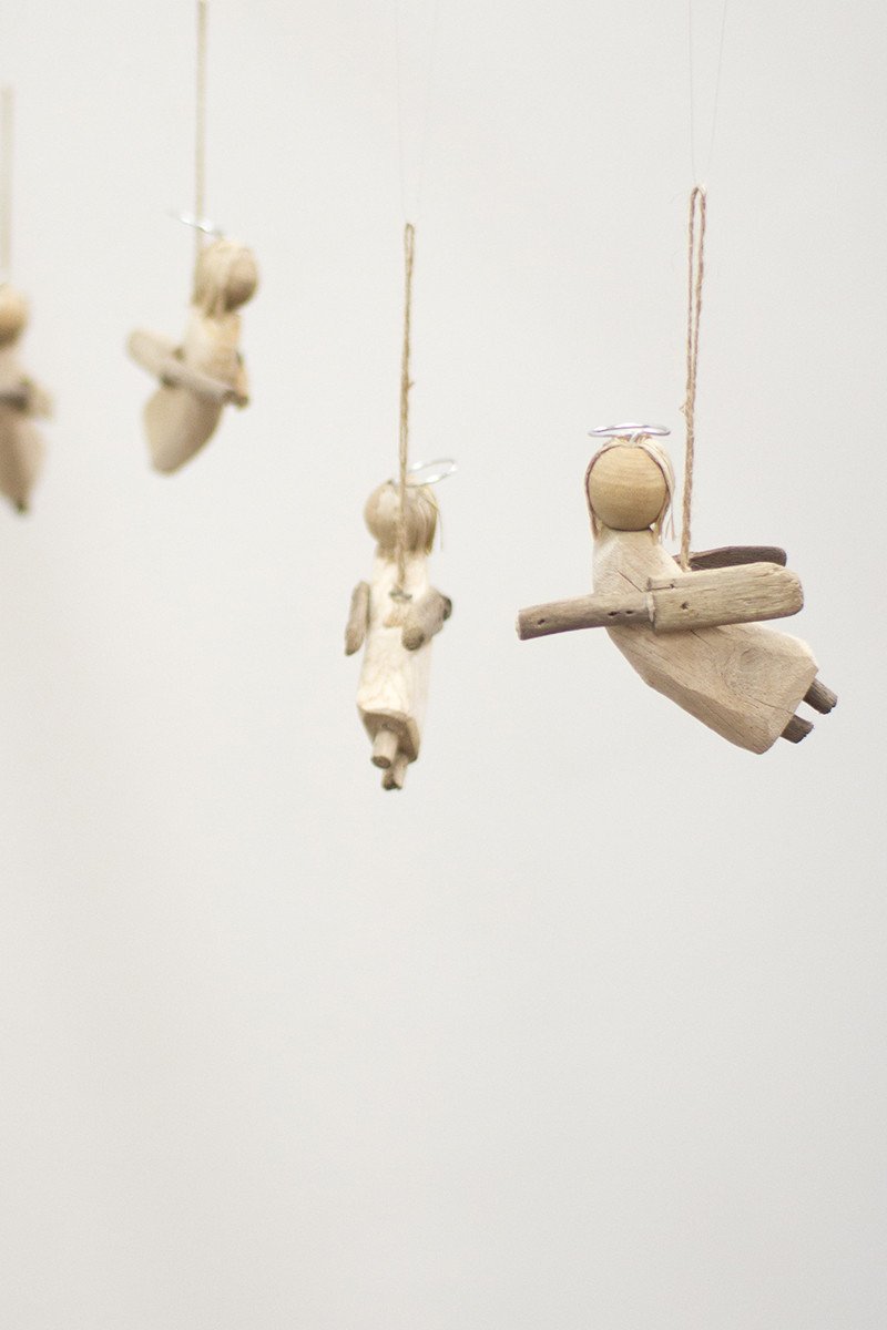 Recycled Wood Christmas Ornament- Angels Hanging Mobile by Kalalou