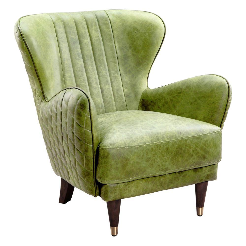 Moe's Home Collection Keaton Leather Arm Chair - Emerald
