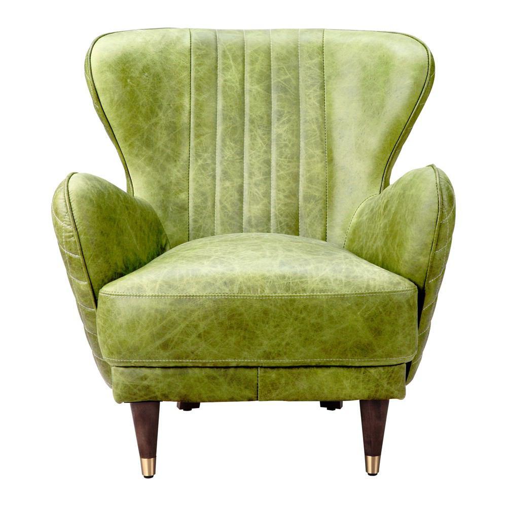 Moe's Home Collection Keaton Leather Arm Chair - Emerald
