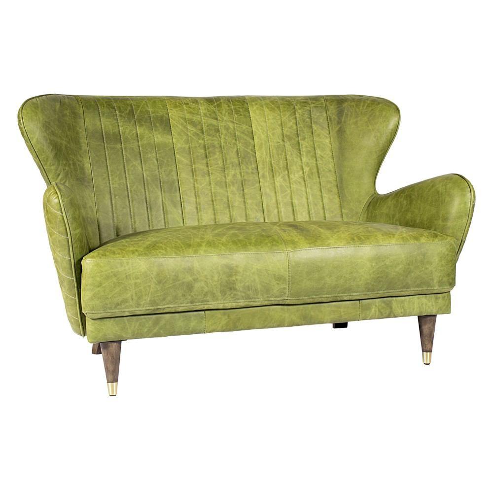 Moe's Home Collection Keaton Leather Loveseat Emerald