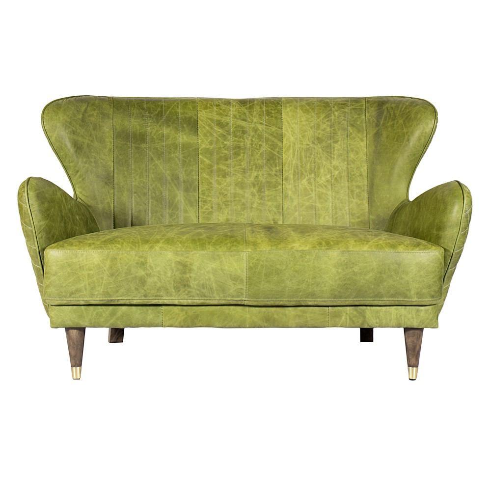 Moe's Home Collection Keaton Leather Loveseat Emerald