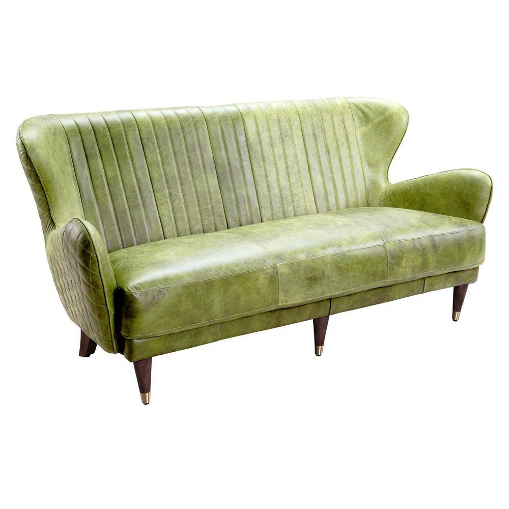 Moe's Home Collection Keaton Leather Sofa Emerald