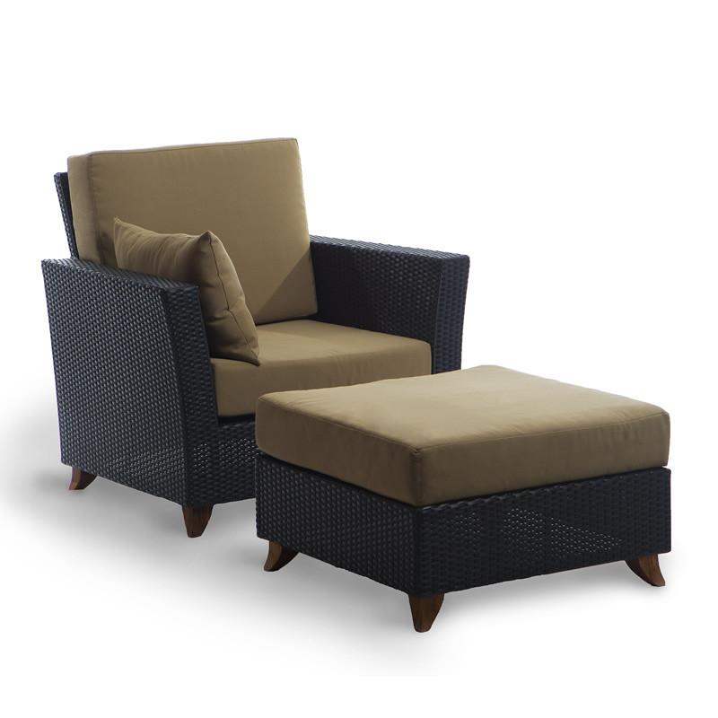 All Things Cedar Rattan Deep Chair/Ottoman Set