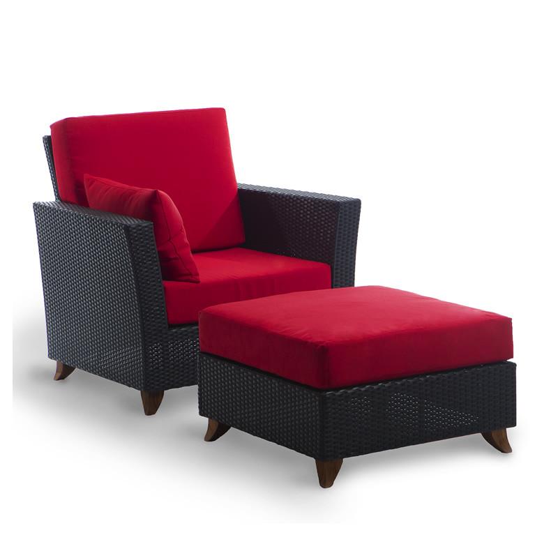 All Things Cedar Rattan Deep Chair/Ottoman Set