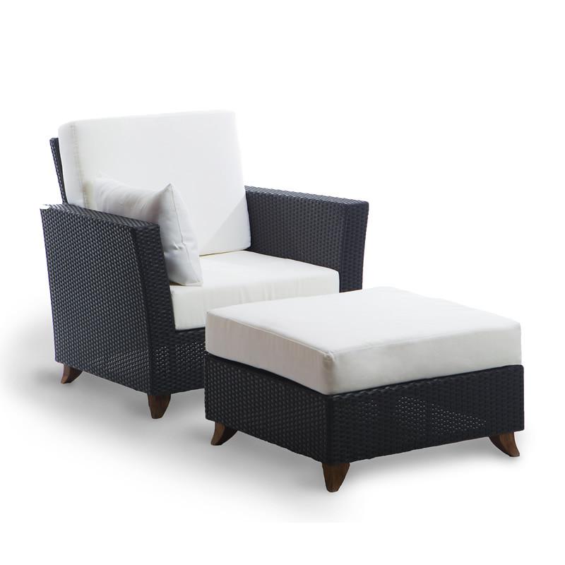All Things Cedar Rattan Deep Chair/Ottoman Set