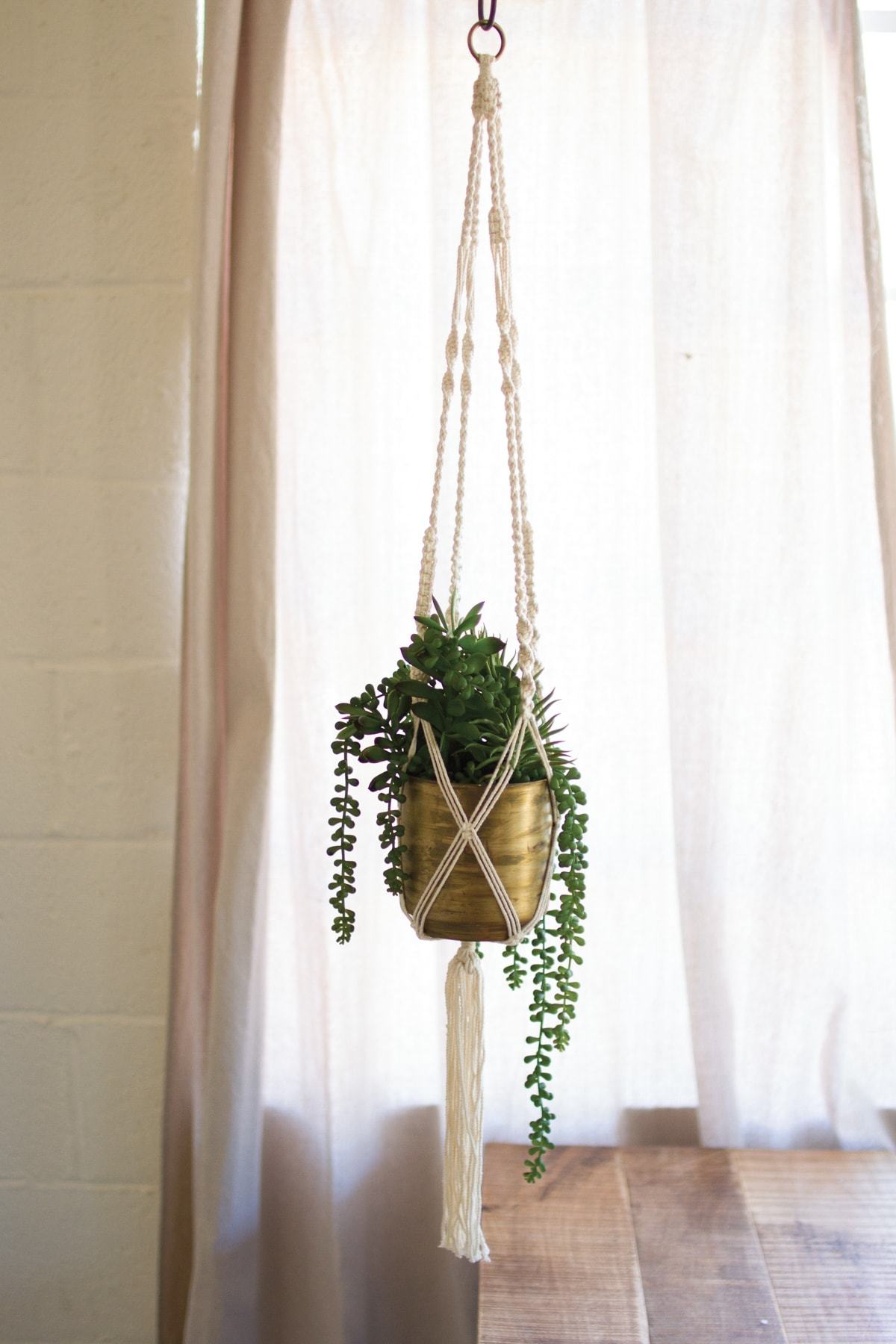 Kalalou Cotton Macrame Plant Hanger - Set of 2