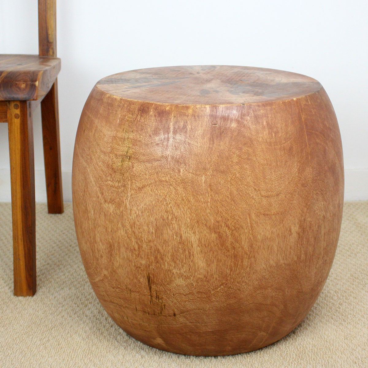 Strata Furniture Pouf Accent Table in Teak Oil