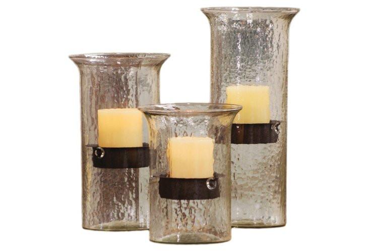 Kalalou Original Glass Candle Cylinder With Rustic Insert