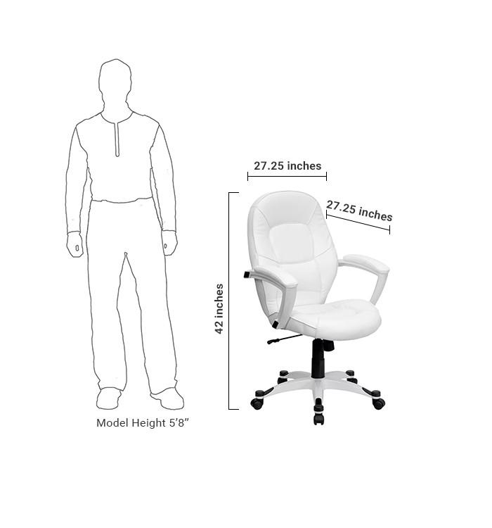 Flash Furniture Mid-Back White Leather Executive Swivel Office Chair With Synchro-Tilt Mechanism