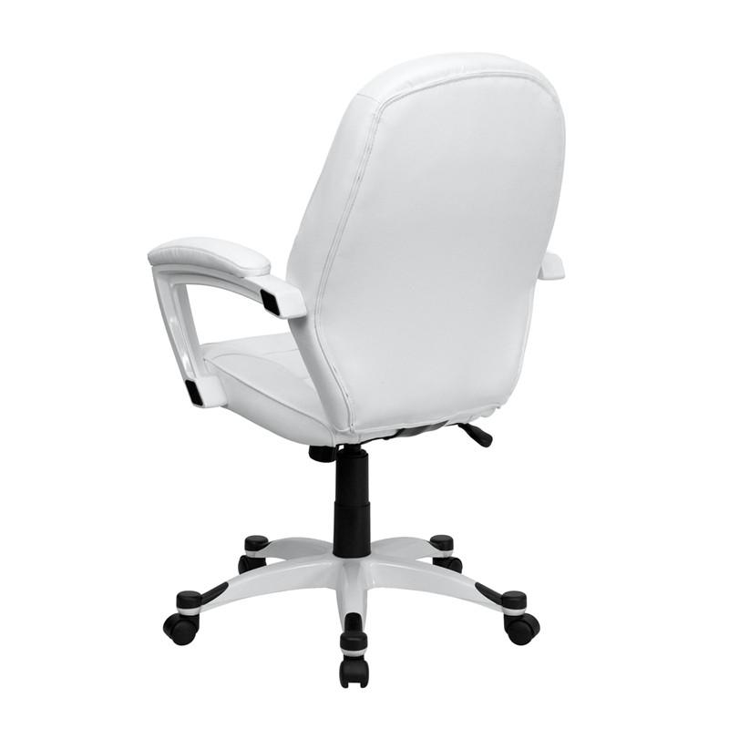 Flash Furniture Mid-Back White Leather Executive Swivel Office Chair With Synchro-Tilt Mechanism