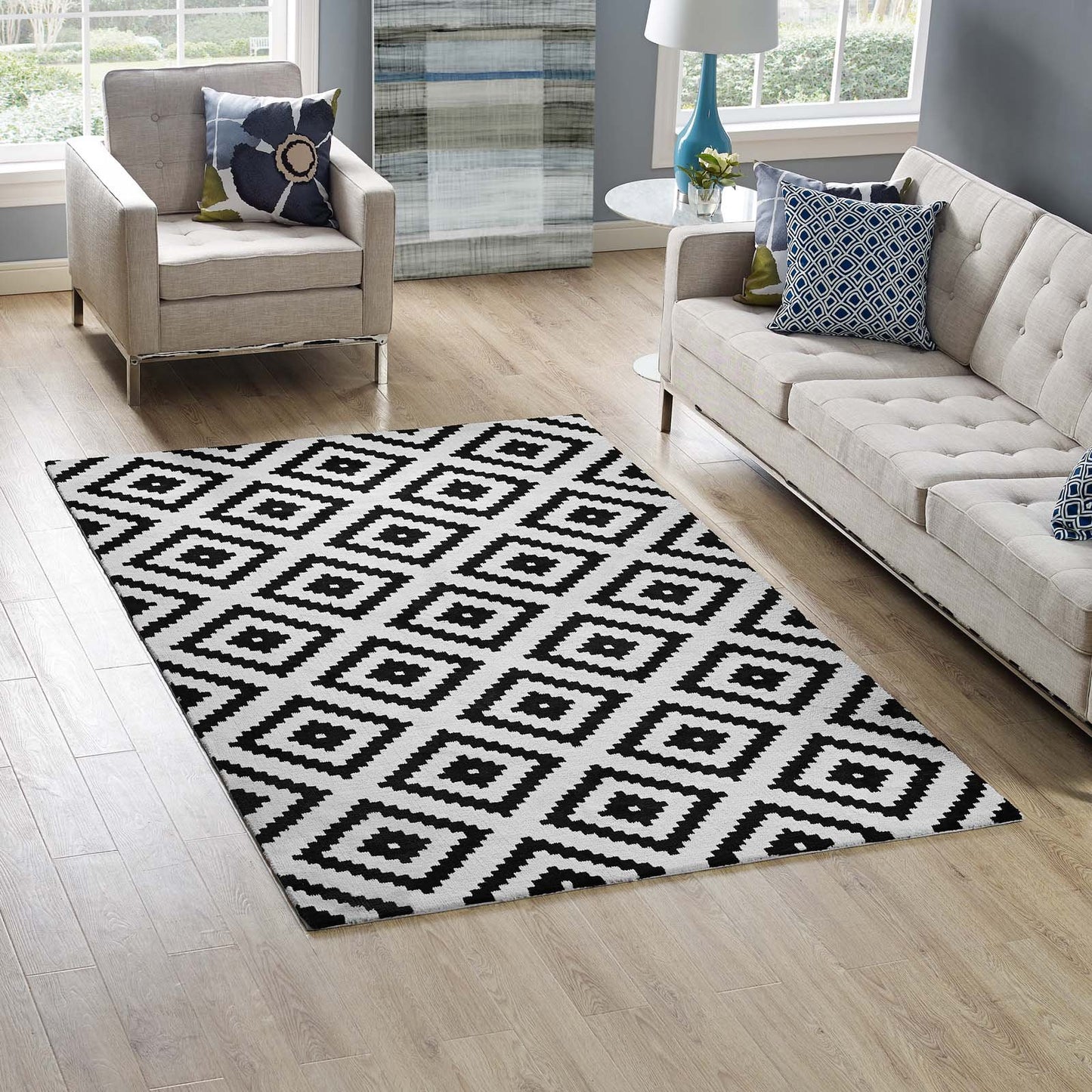 Modway Alika Abstract Diamond Trellis Area 5*8/8*10 Area Rug