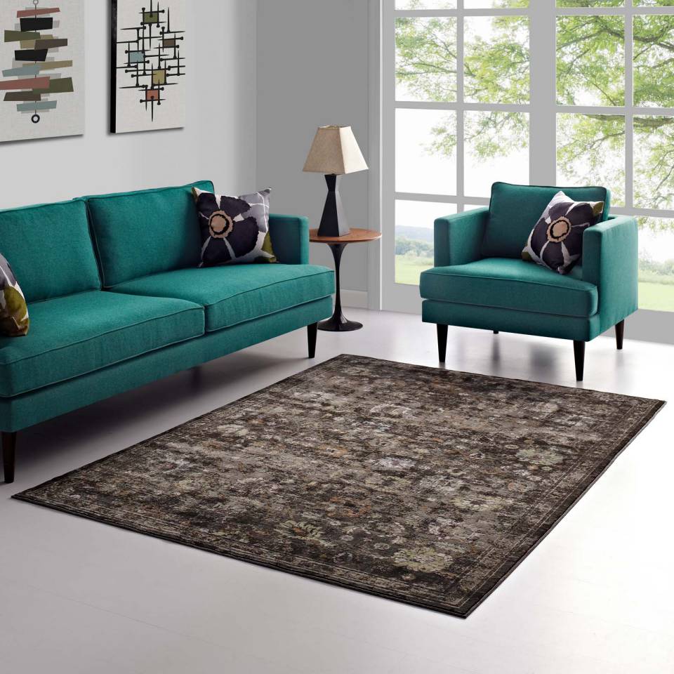 Modway Minu Distressed Floral Lattice 8x10 Area Rug |  | Modishstore