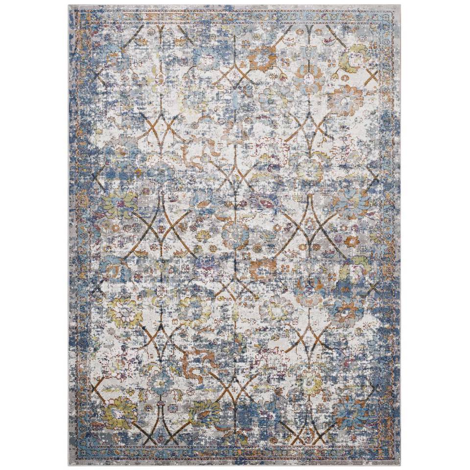 Modway Minu Distressed Floral Lattice 8x10 Area Rug |  | Modishstore-8