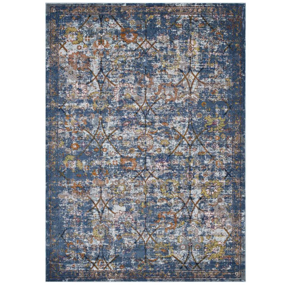 Modway Minu Distressed Floral Lattice 8x10 Area Rug |  | Modishstore-9