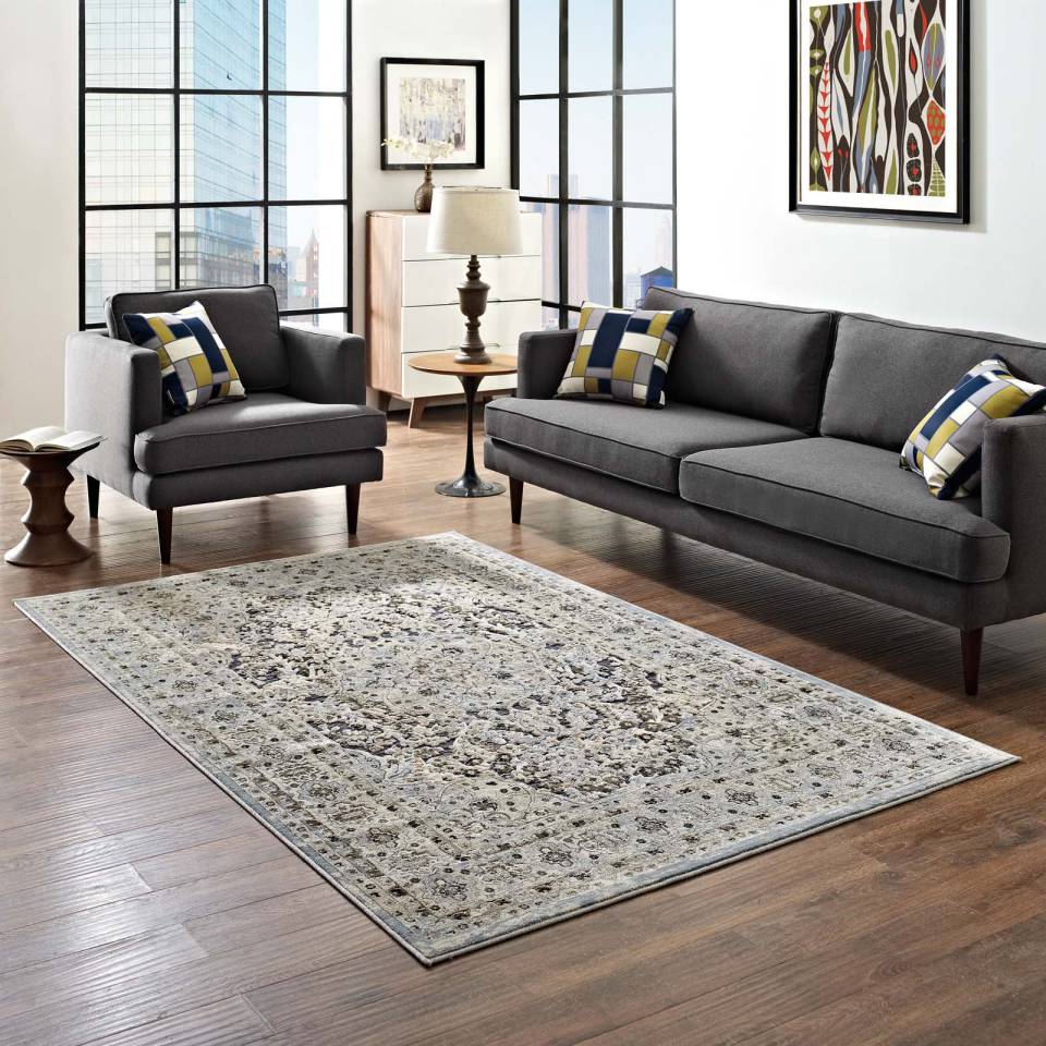 Modway Elqenna Ornate Vintage Floral Turkish 5x8 Area Rug | Rugs