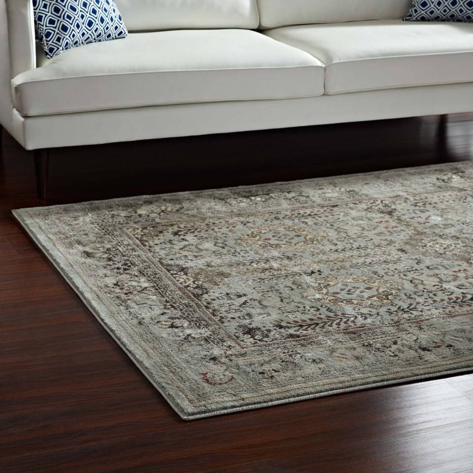 Modway Enye Distressed Vintage Floral Lattice 8x10 Area Rug | Rugs | 
