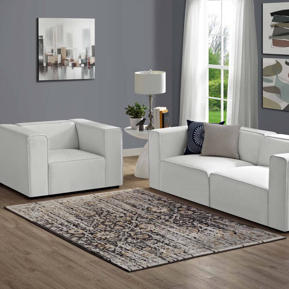 Modway Ganesa Distressed Diamond Floral
Lattice 8x10 Area Rug | Rugs | 