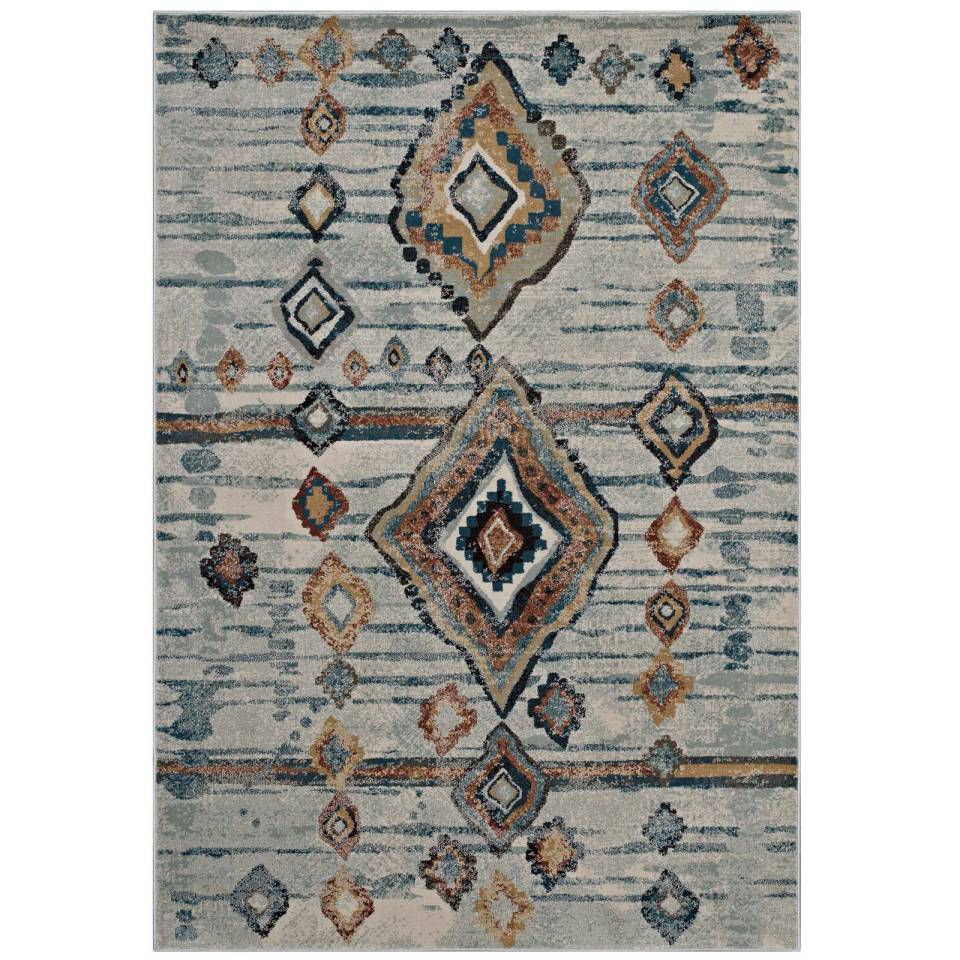 Modway Jenica Distressed Moroccan Tribal Abstract Diamond 8x10 Area Rug | Rugs | 