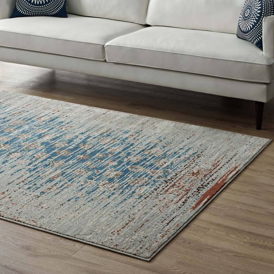 Modway Hesper  Distressed Contemporary Floral Lattice 8x10 Area Rug | Rugs | 