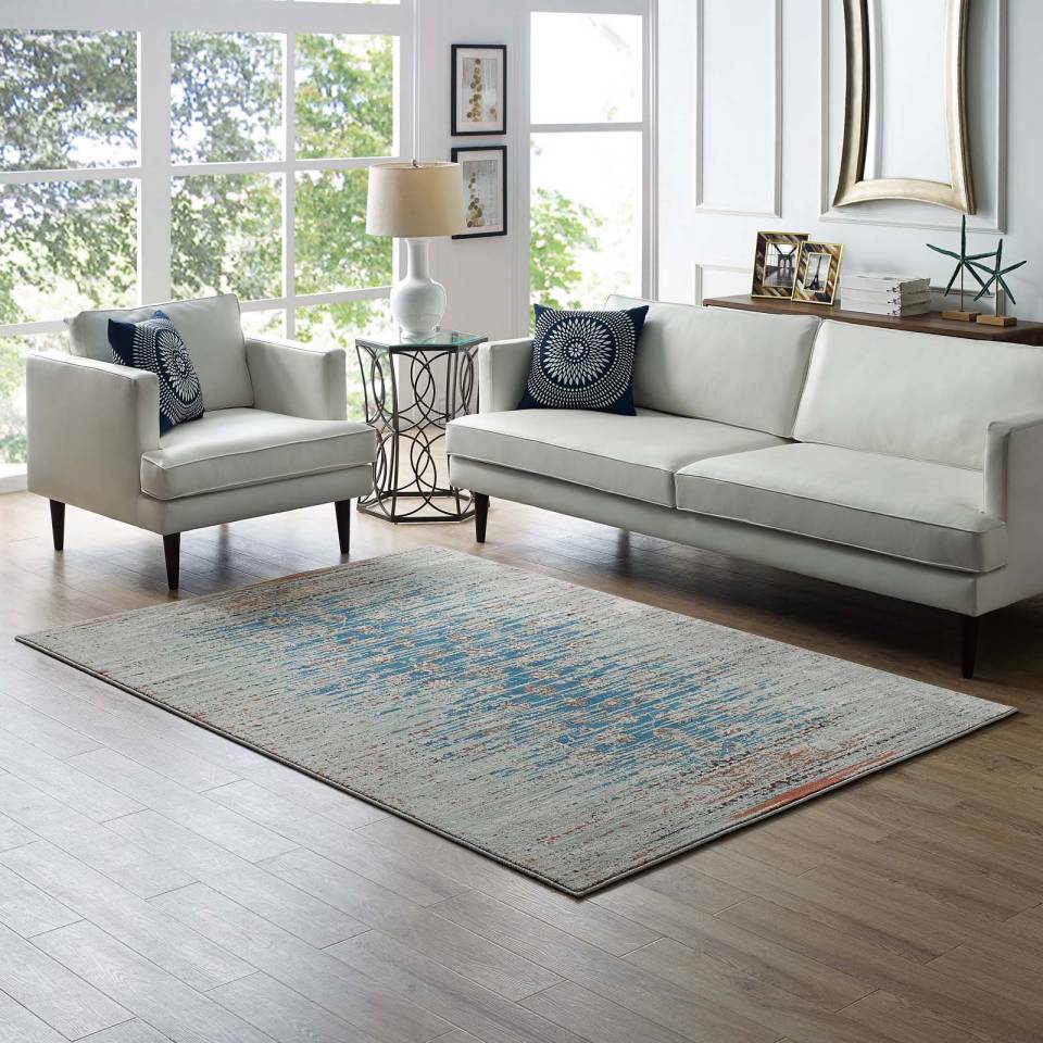 Modway Hesper  Distressed Contemporary Floral Lattice 8x10 Area Rug | Rugs