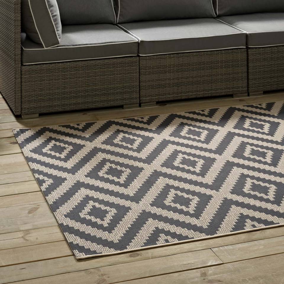 Modway Jagged Geometric Diamond Trellis 8x10 Indoor and Outdoor Area Rug | Rugs | 
