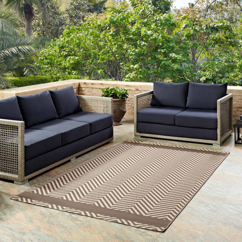 Modway Optica Chevron With End Borders 8x10 Indoor and Outdoor Area Rug | Rugs | Modishstore