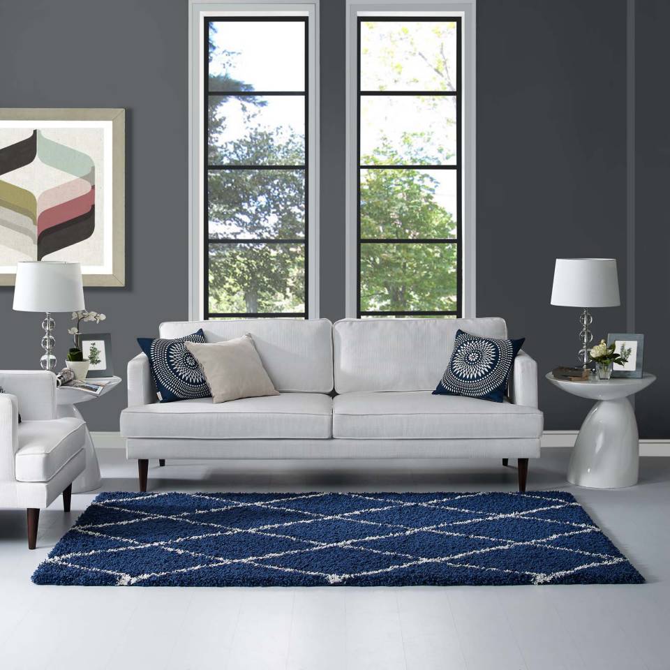 Modway Toryn Diamond Lattice 5x8 Shag Area Rug | Rugs | Modishstore-7