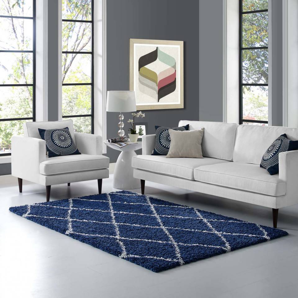 Modway Toryn Diamond Lattice 5x8 Shag Area Rug | Rugs | Modishstore