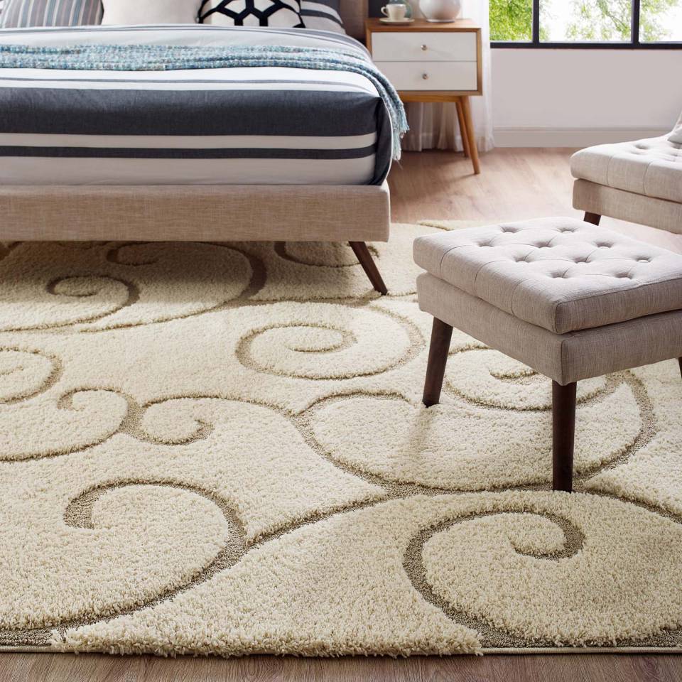 Modway Jubilant Burgeon Scrolling Vine 5x8 Shag Area Rug | Rugs | Modishstore-7