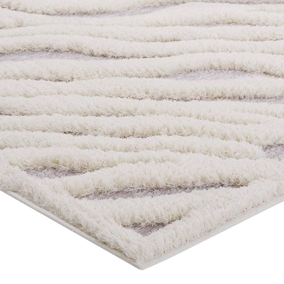 Modway Whimsical Current Abstract Wavy Striped 5x8 Shag Area Rug | Rugs | Modishstore-4