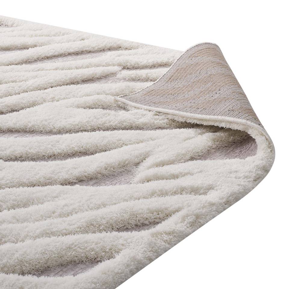 Modway Whimsical Current Abstract Wavy Striped 5x8 Shag Area Rug | Rugs | Modishstore-5